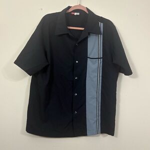IZ IT U Made In USA Men’s Large Black & Gray Bowling Rockabilly Retro Shirt Cl